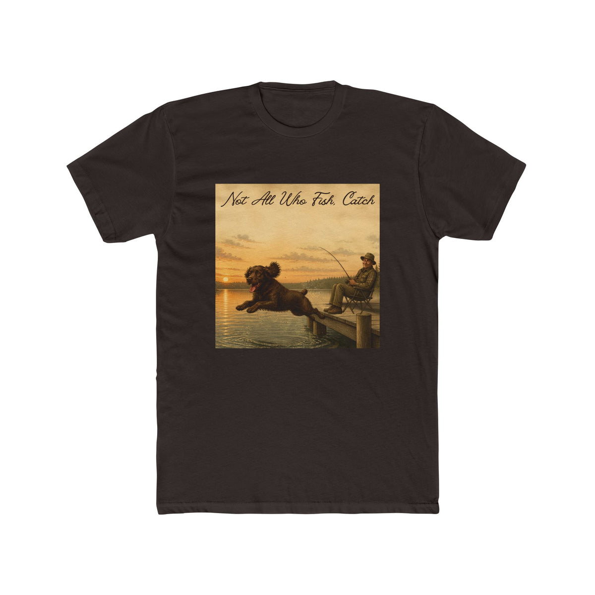 Boykin Spaniel "Not All Who Fish Catch" Funny Fishing T-Shirt