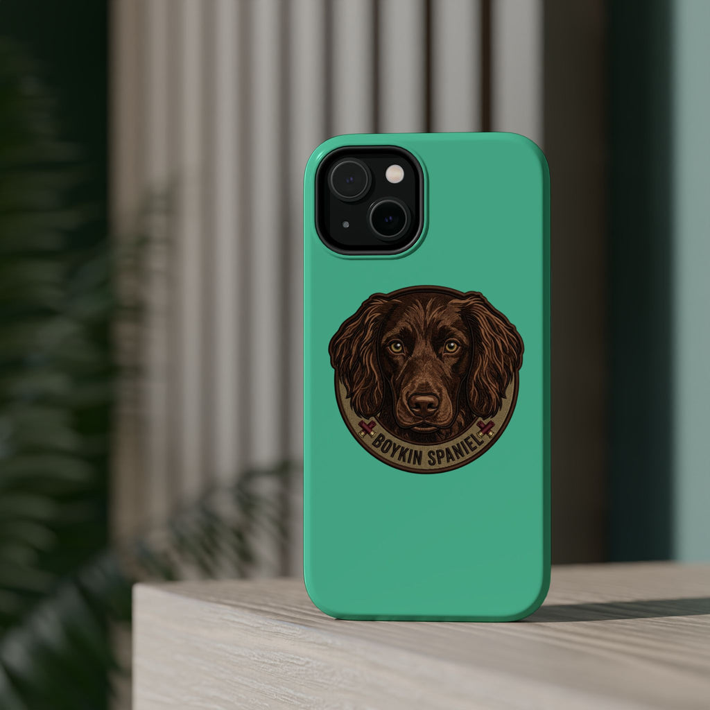 Boykin Spaniel Illustration Magnetic Impact-Resistant Turquoise iPhone Case
