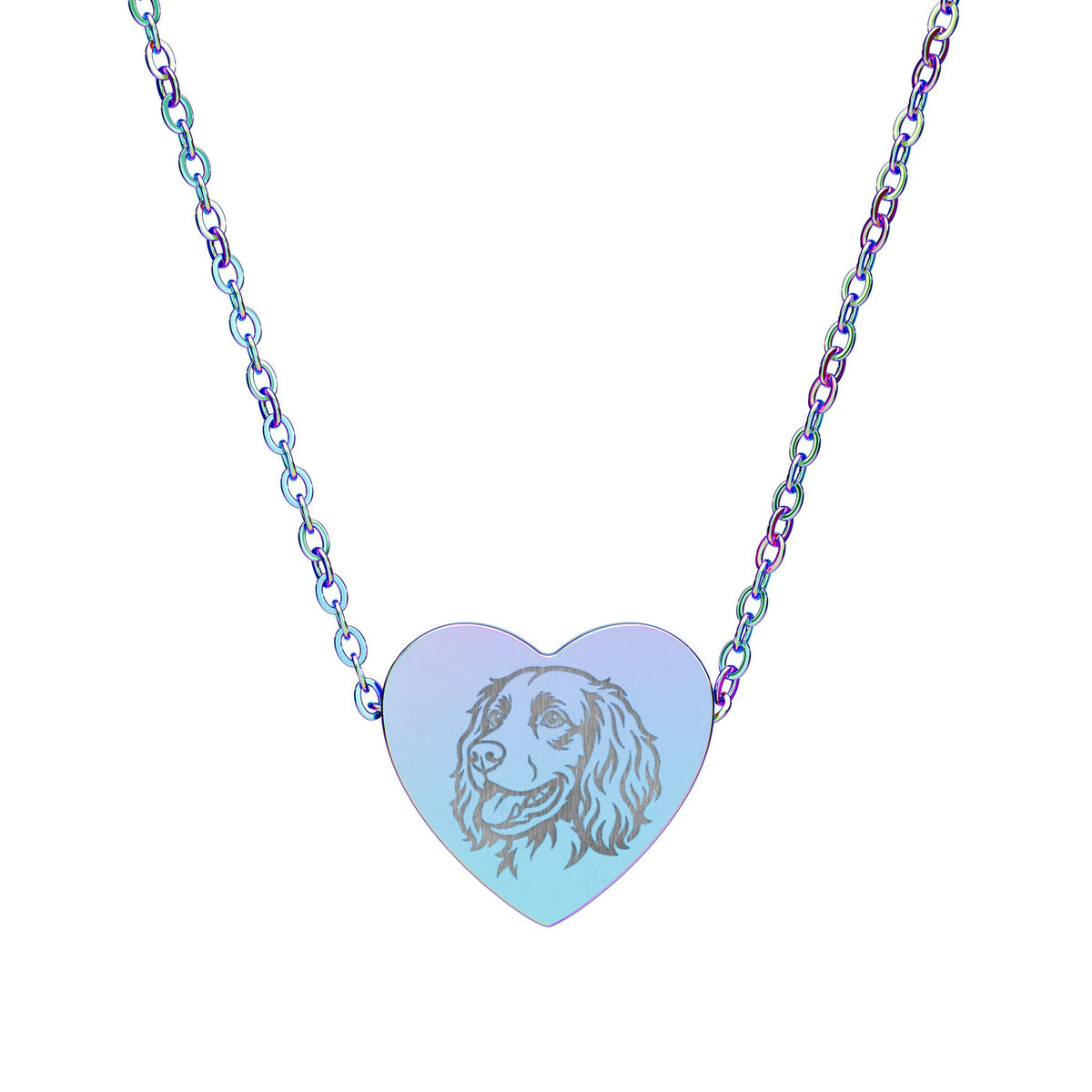 Boykin Spaniel Engraved Portrait in Heart Pendant Necklace