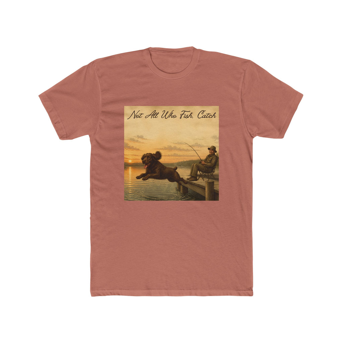 Boykin Spaniel "Not All Who Fish Catch" Funny Fishing T-Shirt
