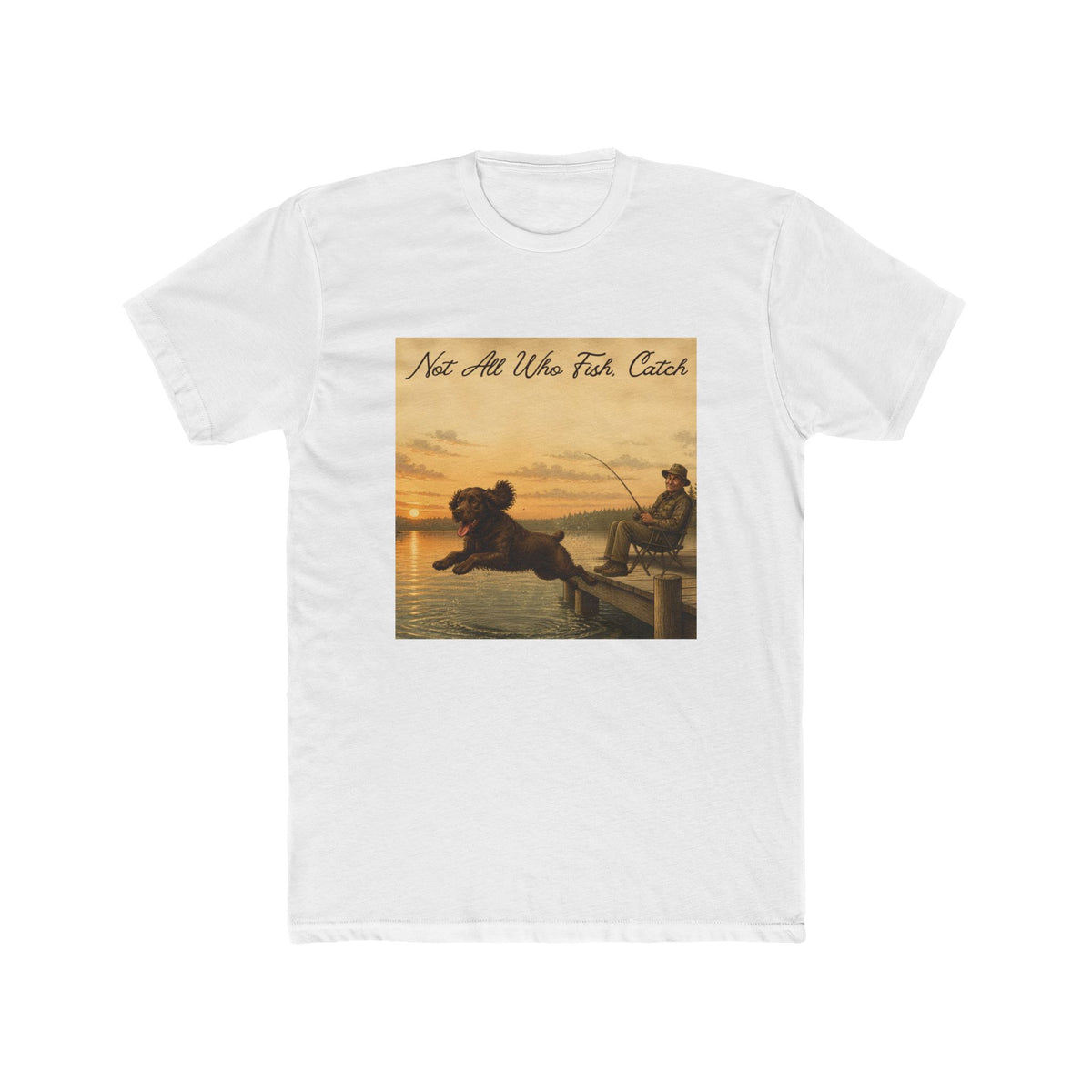 Boykin Spaniel "Not All Who Fish Catch" Funny Fishing T-Shirt