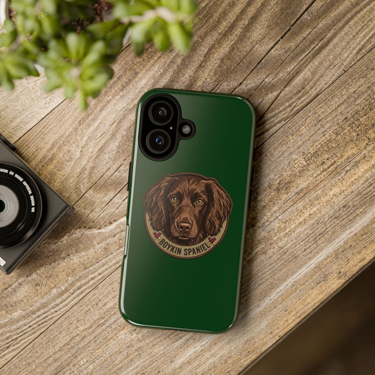 Boykin Spaniel Illustration Dark Green Tough iPhone Case