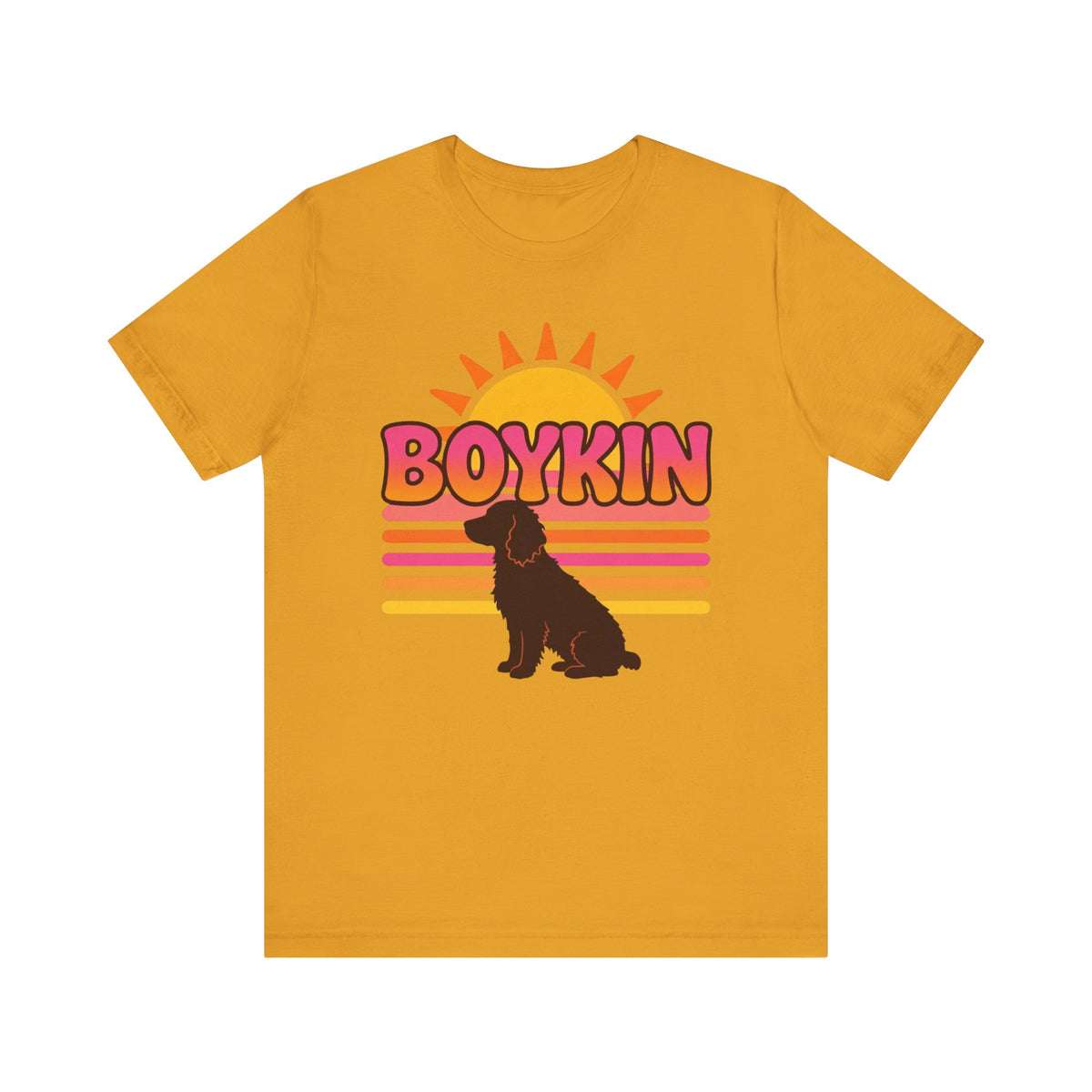 Boykin Spaniel Groovy 70s Retro Sunset T-Shirt
