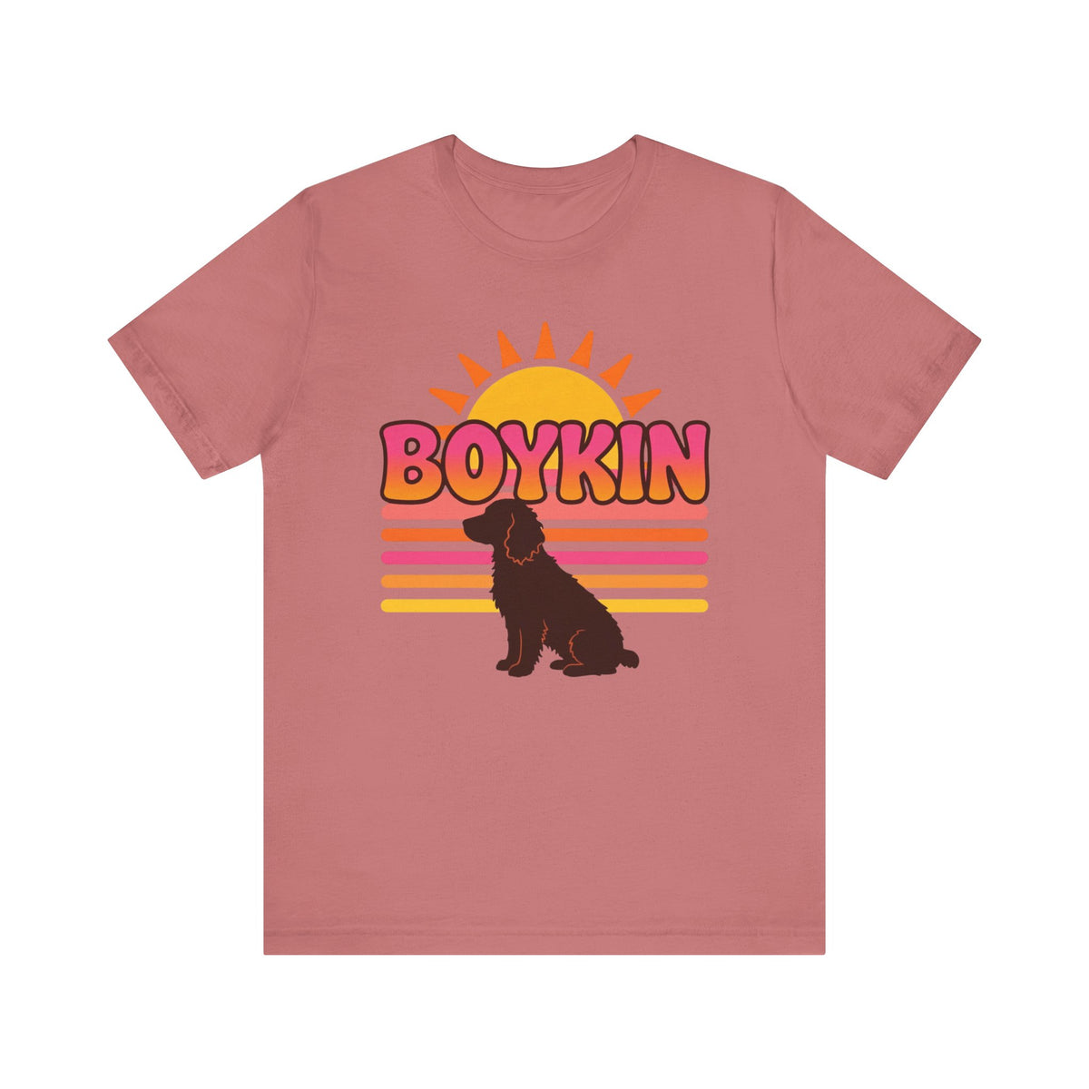 Boykin Spaniel Groovy 70s Retro Sunset T-Shirt