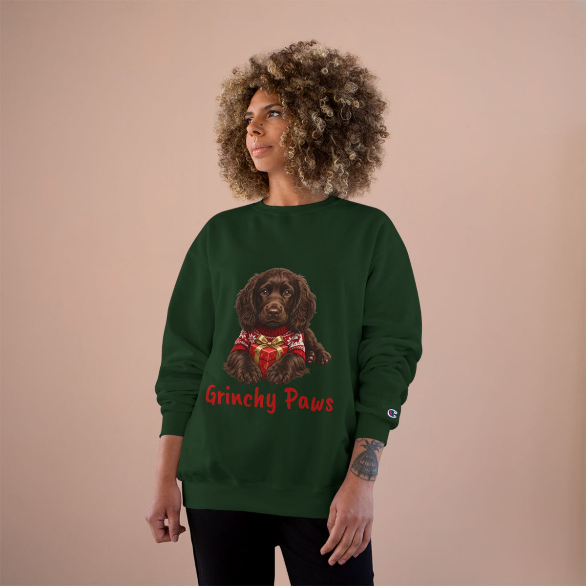 Boykin Spaniel Puppy "Grinchy Paws" Christmas Sweatshirt