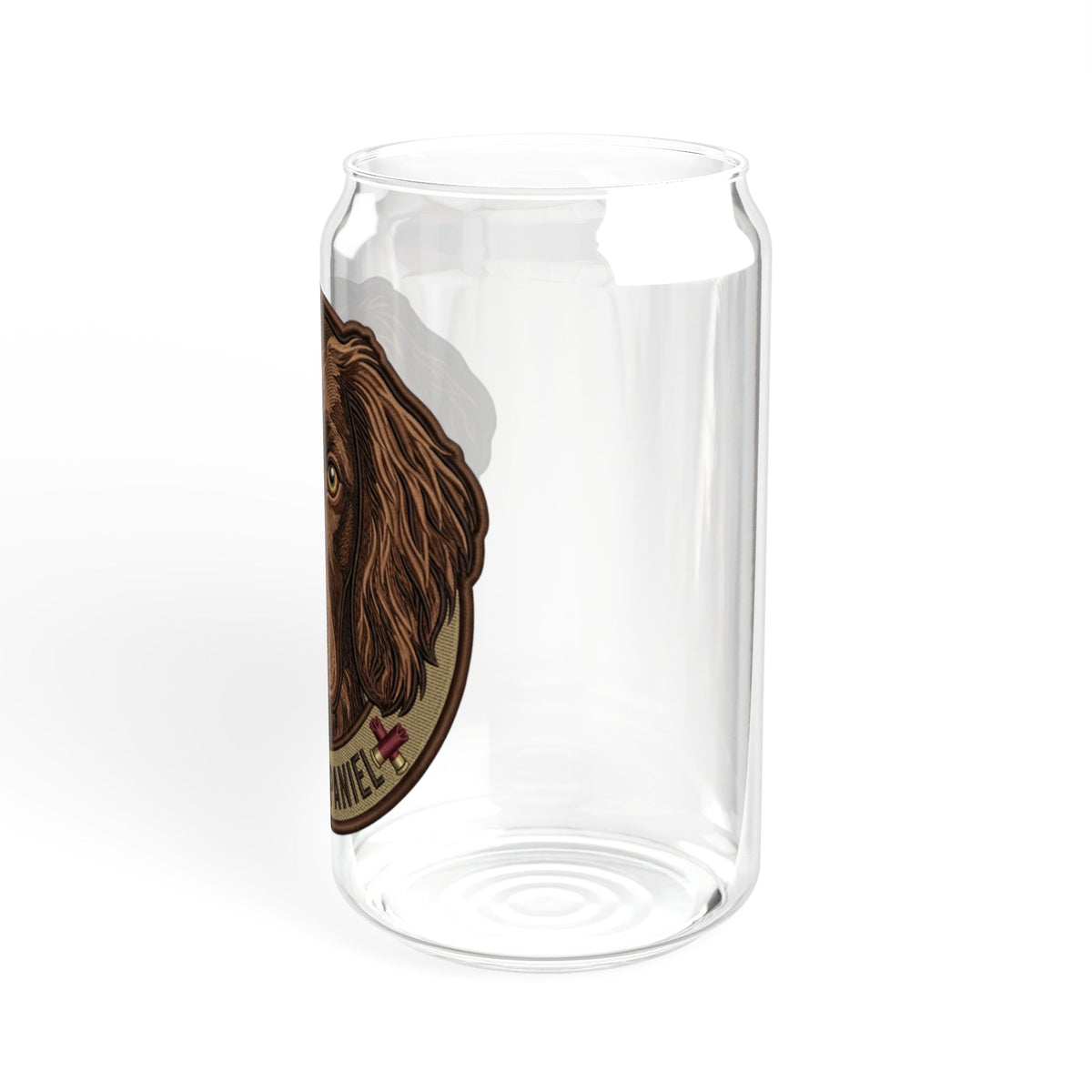 Boykin Spaniel Illustration 16oz Glass Tumbler with Bamboo Lid