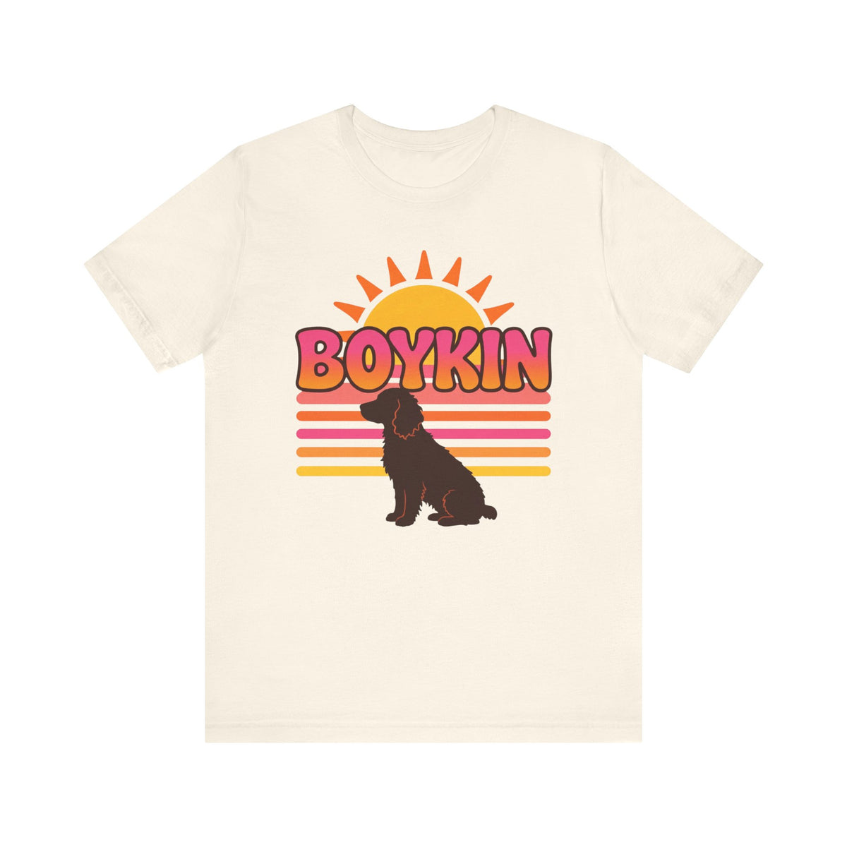 Boykin Spaniel Groovy 70s Retro Sunset T-Shirt