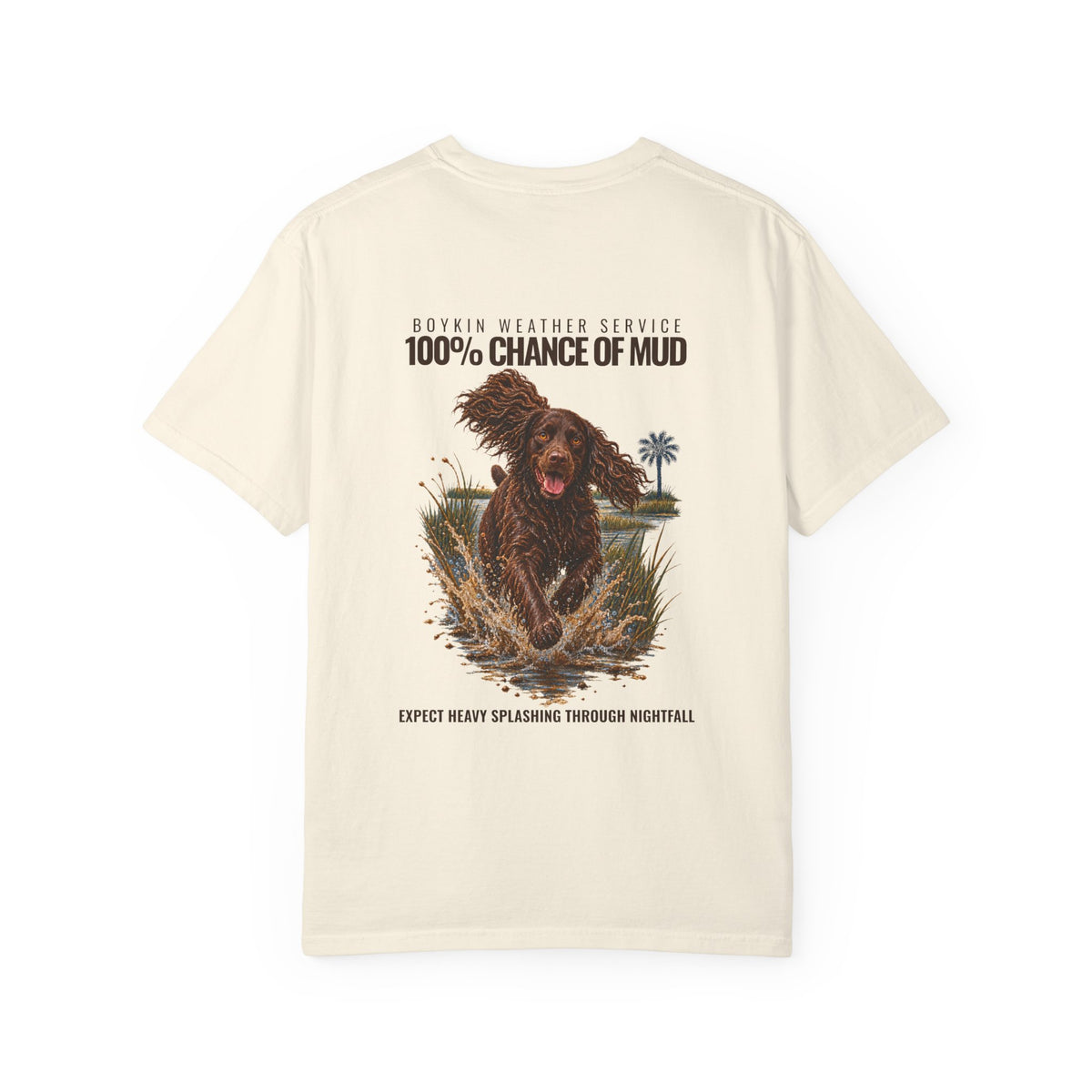 Boykin Spaniel “100% Chance of Mud” T-Shirt