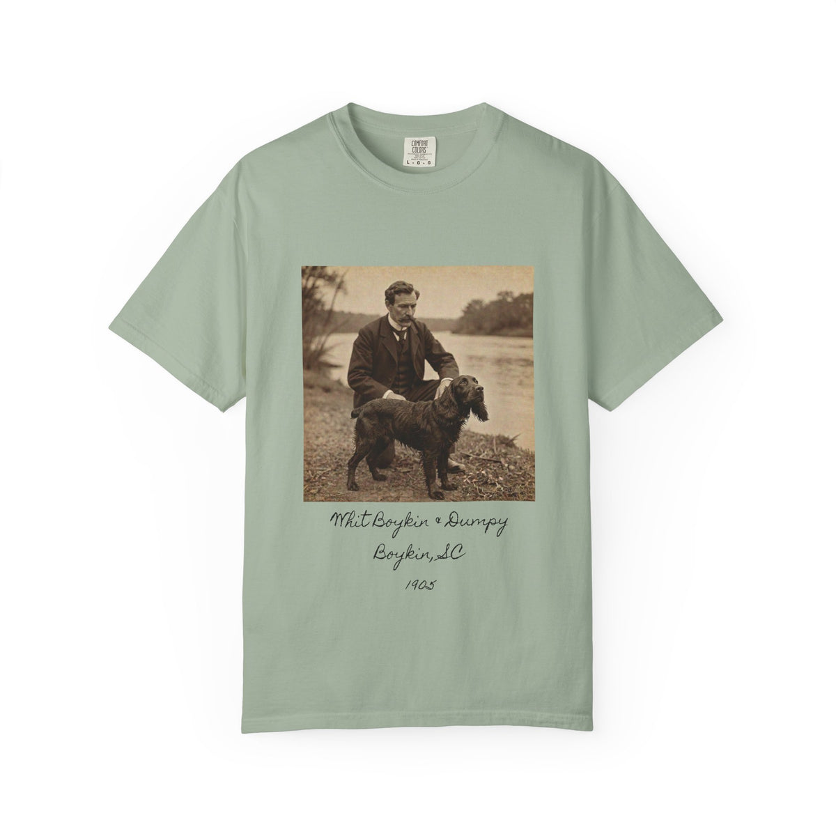 Boykin Spaniel "Whit Boykin and Dumpy in 1905" Heritage T-Shirt