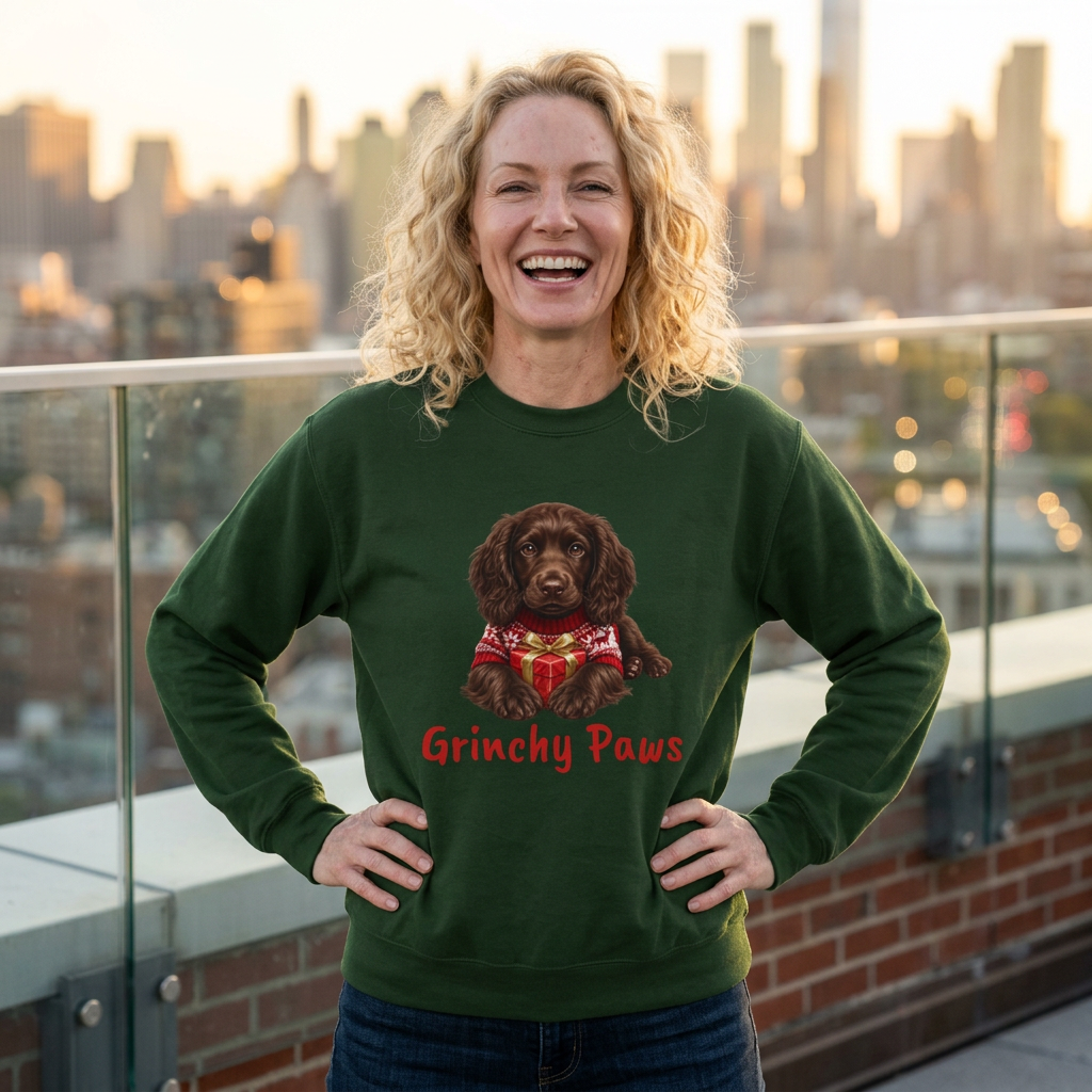 Boykin Spaniel Puppy "Grinchy Paws" Christmas Sweatshirt