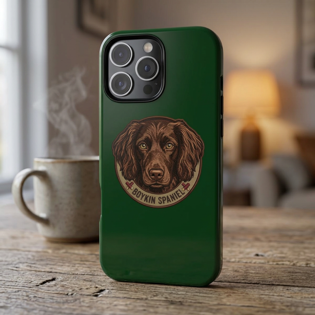 Boykin Spaniel Illustration Dark Green Tough iPhone Case