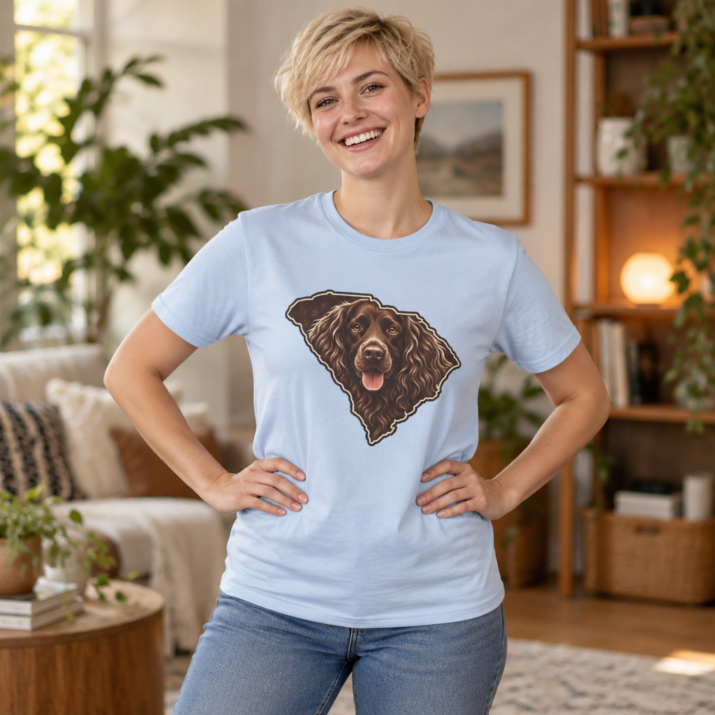 Boykin Spaniel Portrait in SC State Outline T-Shirt