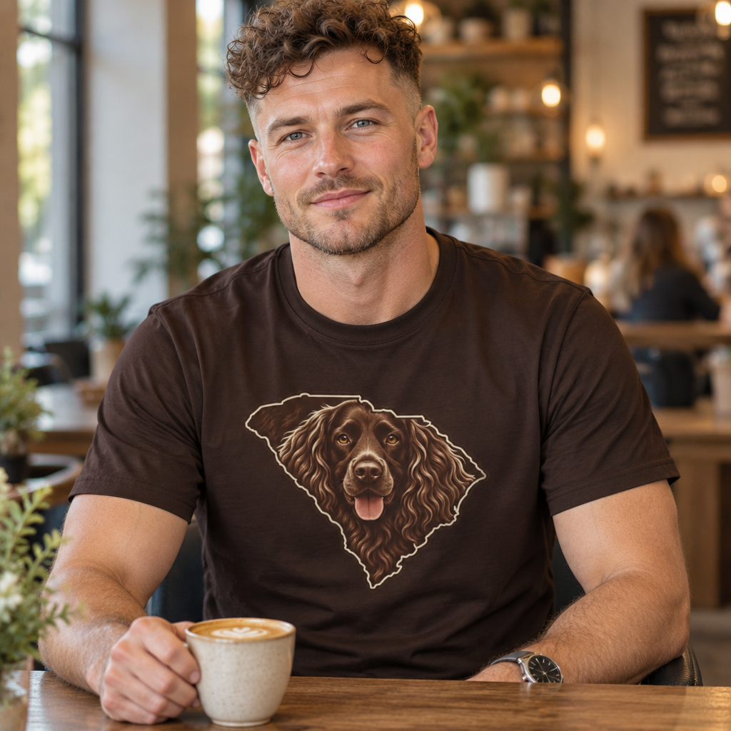 Boykin Spaniel Portrait in SC State Outline T-Shirt