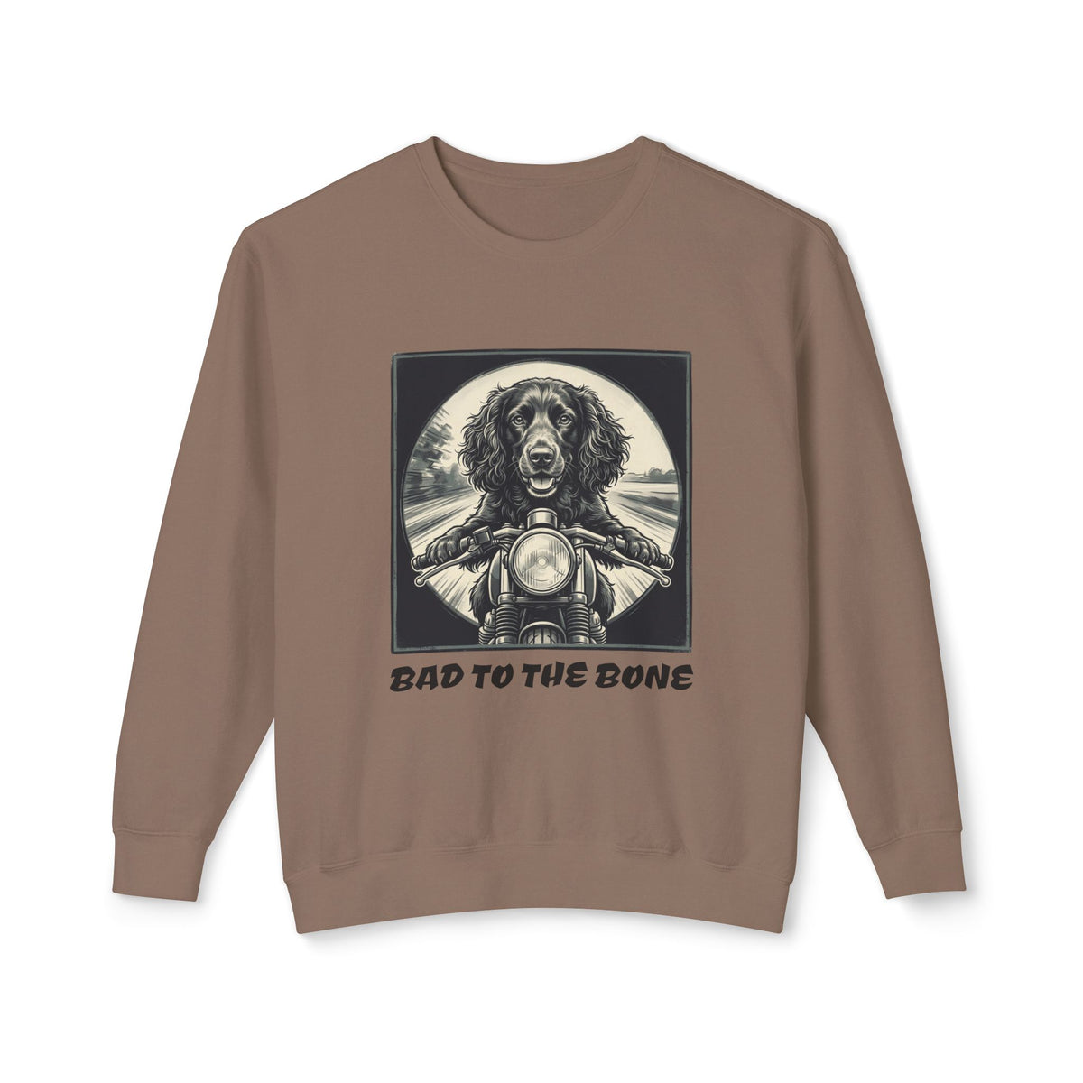 Boykin Spaniel "Bad to the Bone" Biker Dog on Motorcycle Sweatshirt