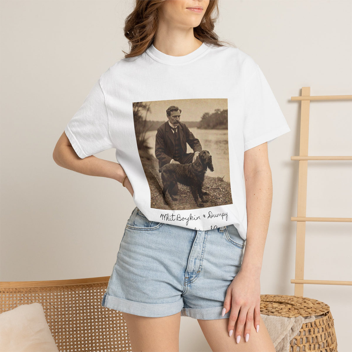 Boykin Spaniel "Whit Boykin and Dumpy in 1905" Heritage T-Shirt