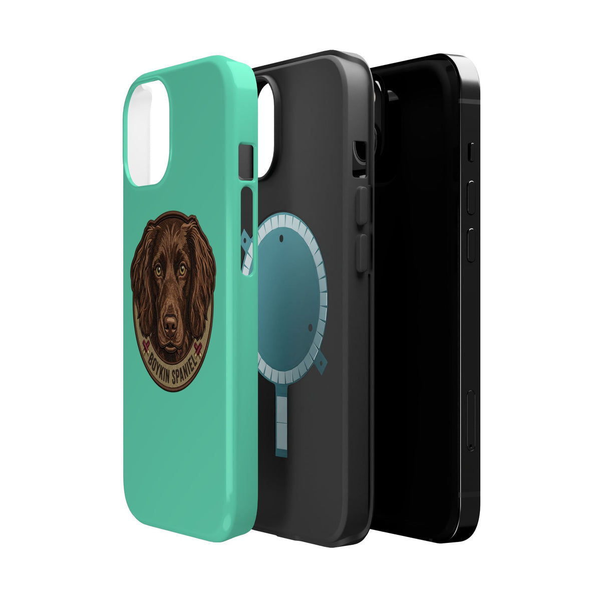 Boykin Spaniel Illustration Magnetic Impact-Resistant Turquoise iPhone Case