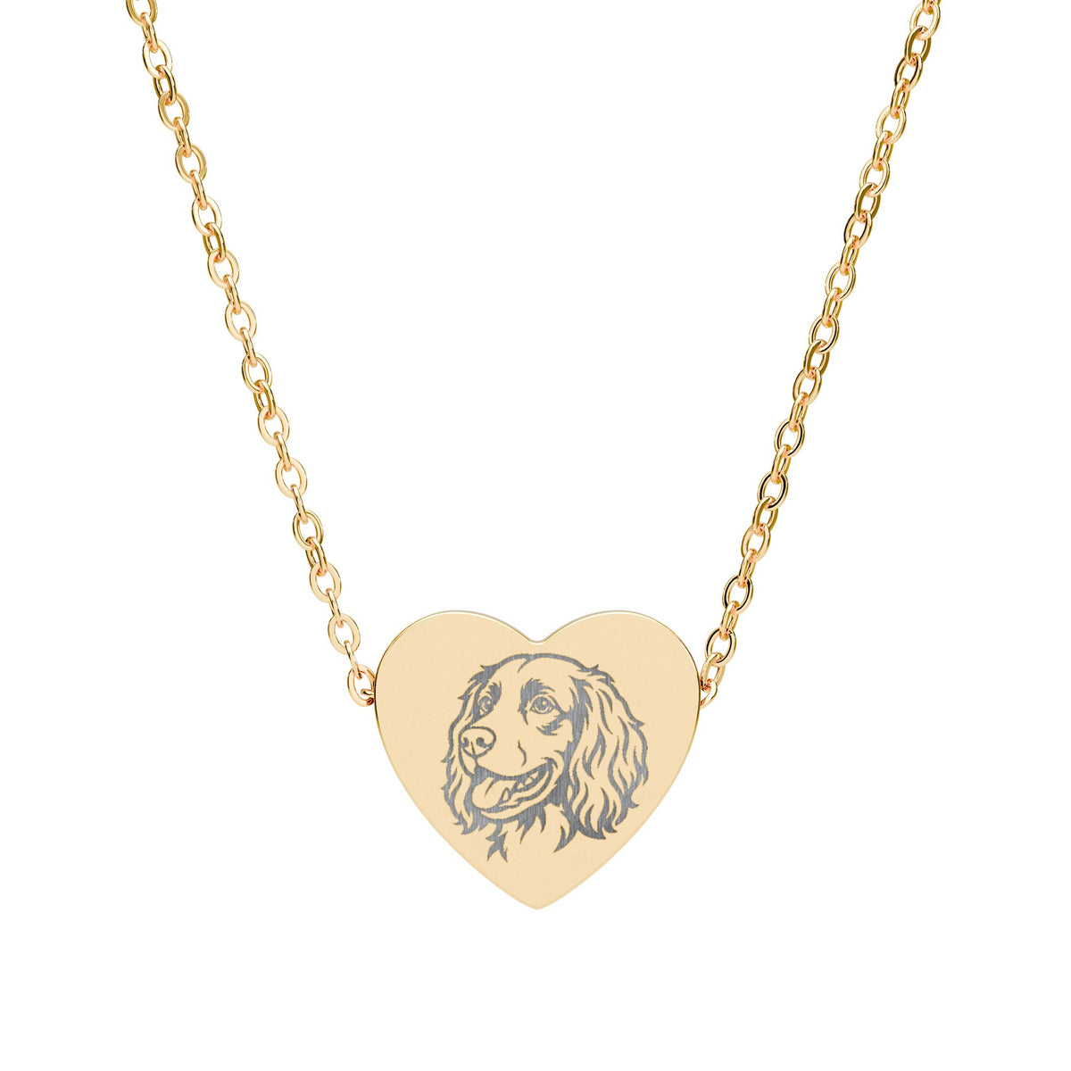 Boykin Spaniel Engraved Portrait in Heart Pendant Necklace
