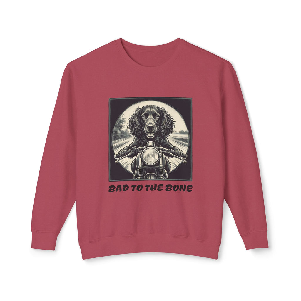Boykin Spaniel "Bad to the Bone" Biker Dog on Motorcycle Sweatshirt