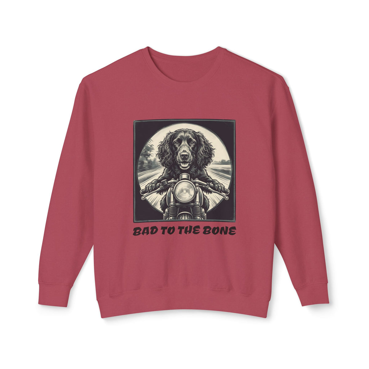 Boykin Spaniel "Bad to the Bone" Biker Dog on Motorcycle Sweatshirt