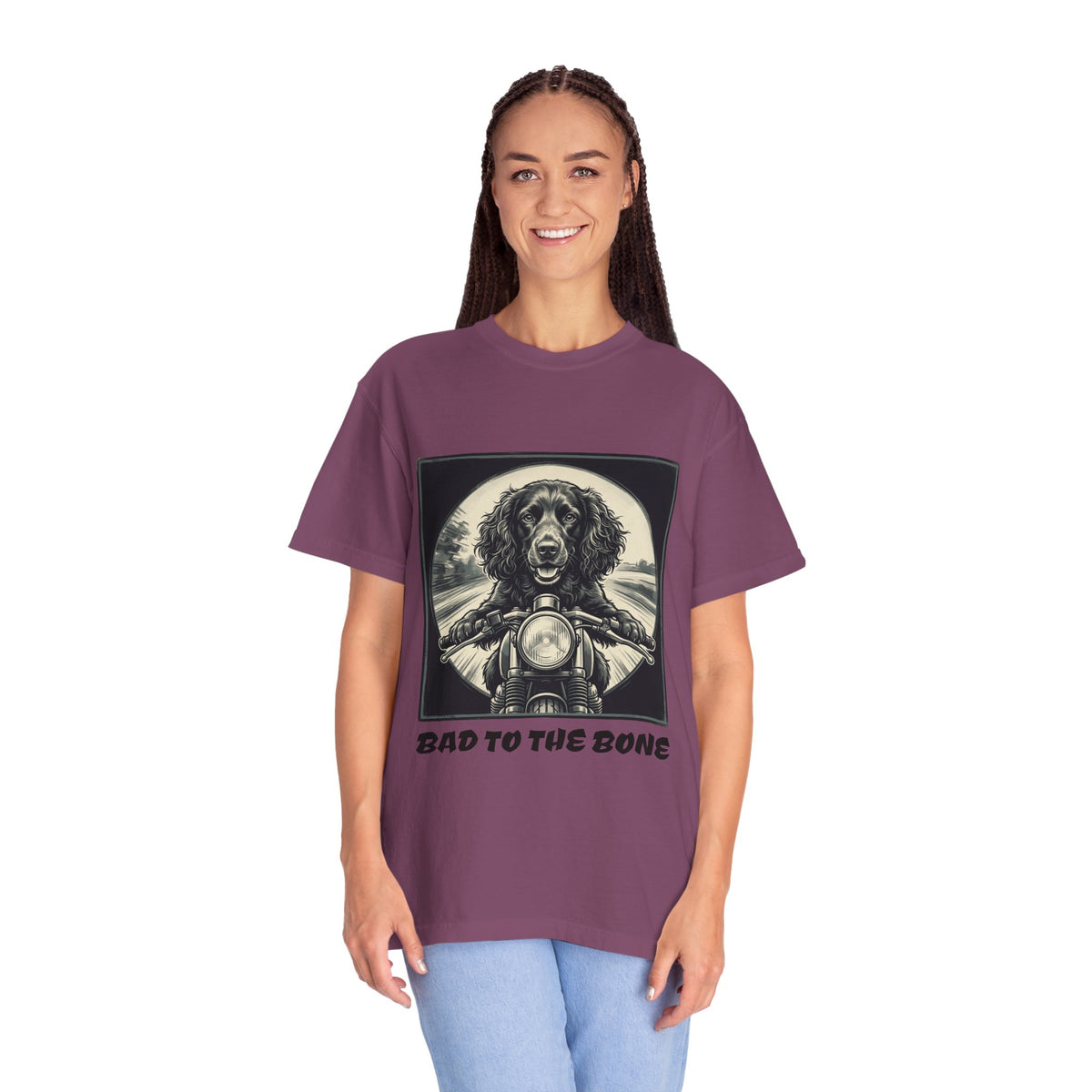 Boykin Spaniel "Bad to the Bone" Motorcycle Dog T-Shirt