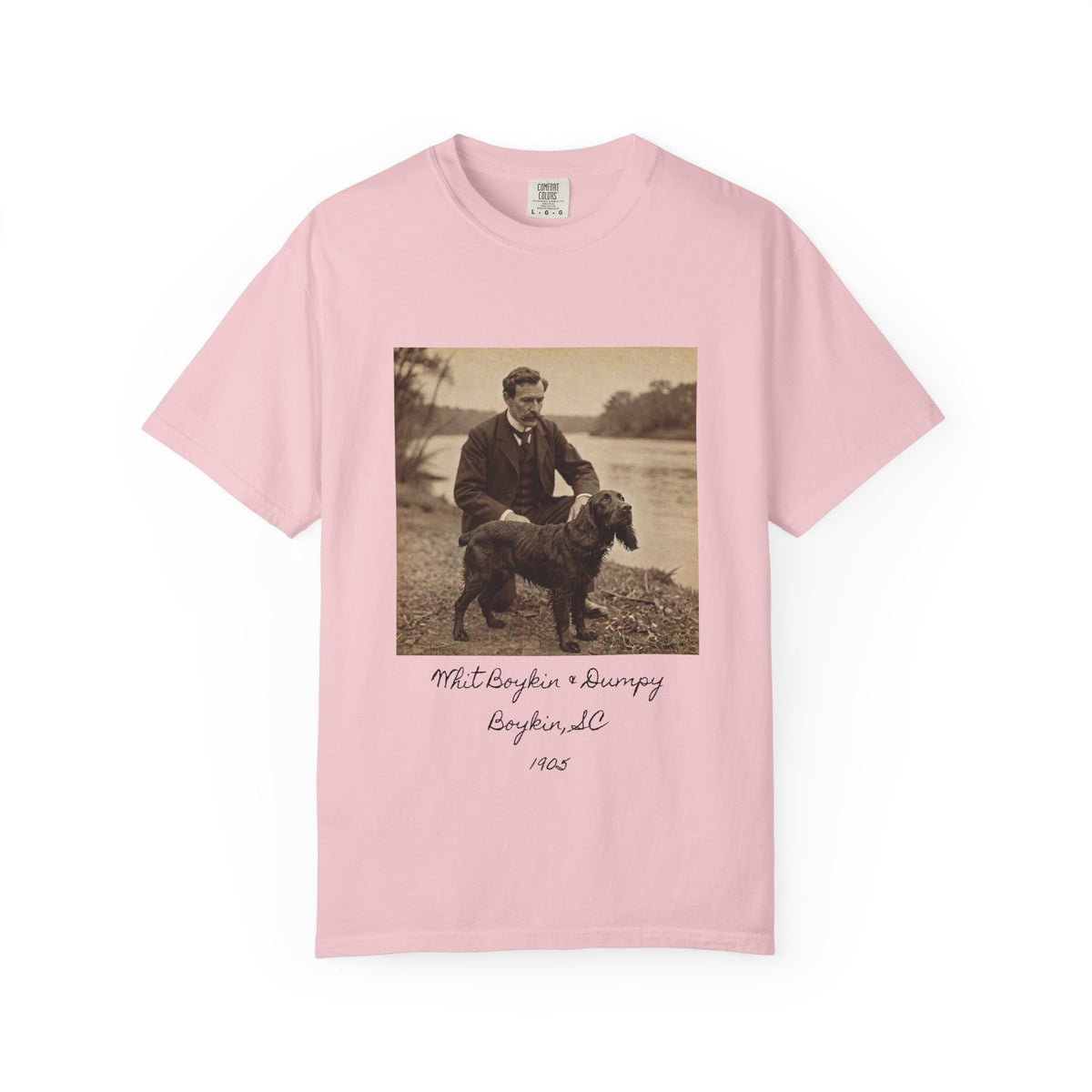 Boykin Spaniel "Whit Boykin and Dumpy in 1905" Heritage T-Shirt