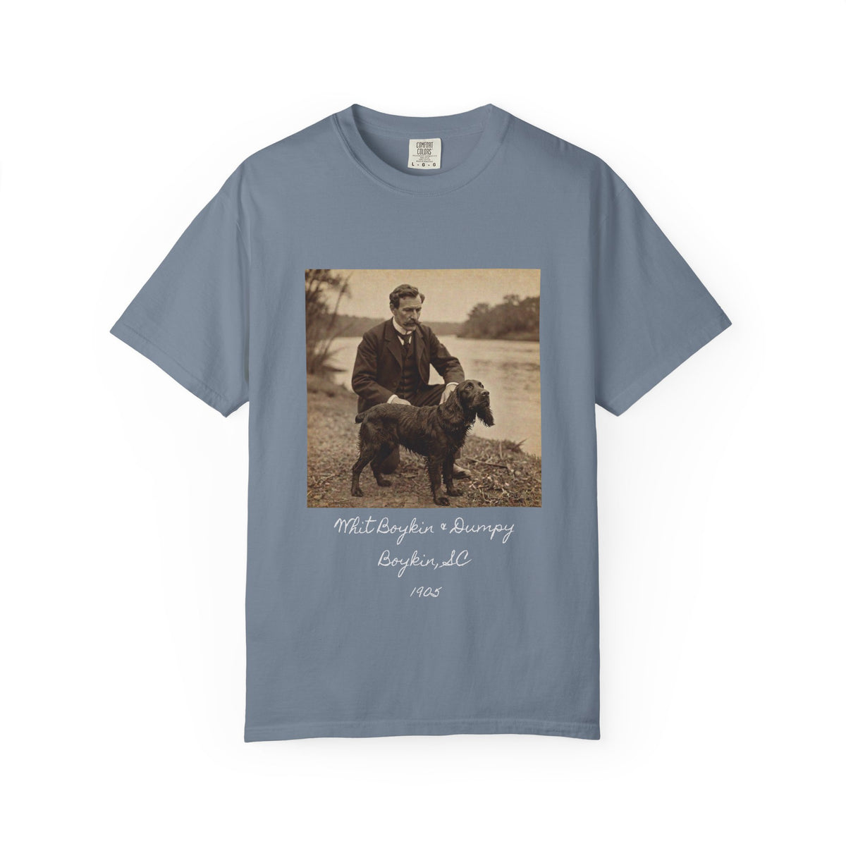Boykin Spaniel "Whit Boykin and Dumpy in 1905" Heritage T-Shirt