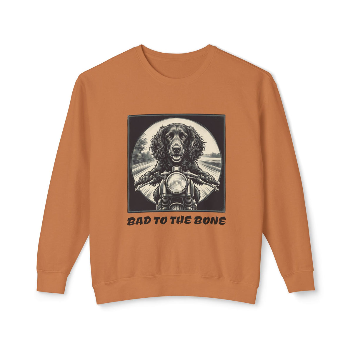 Boykin Spaniel "Bad to the Bone" Biker Dog on Motorcycle Sweatshirt