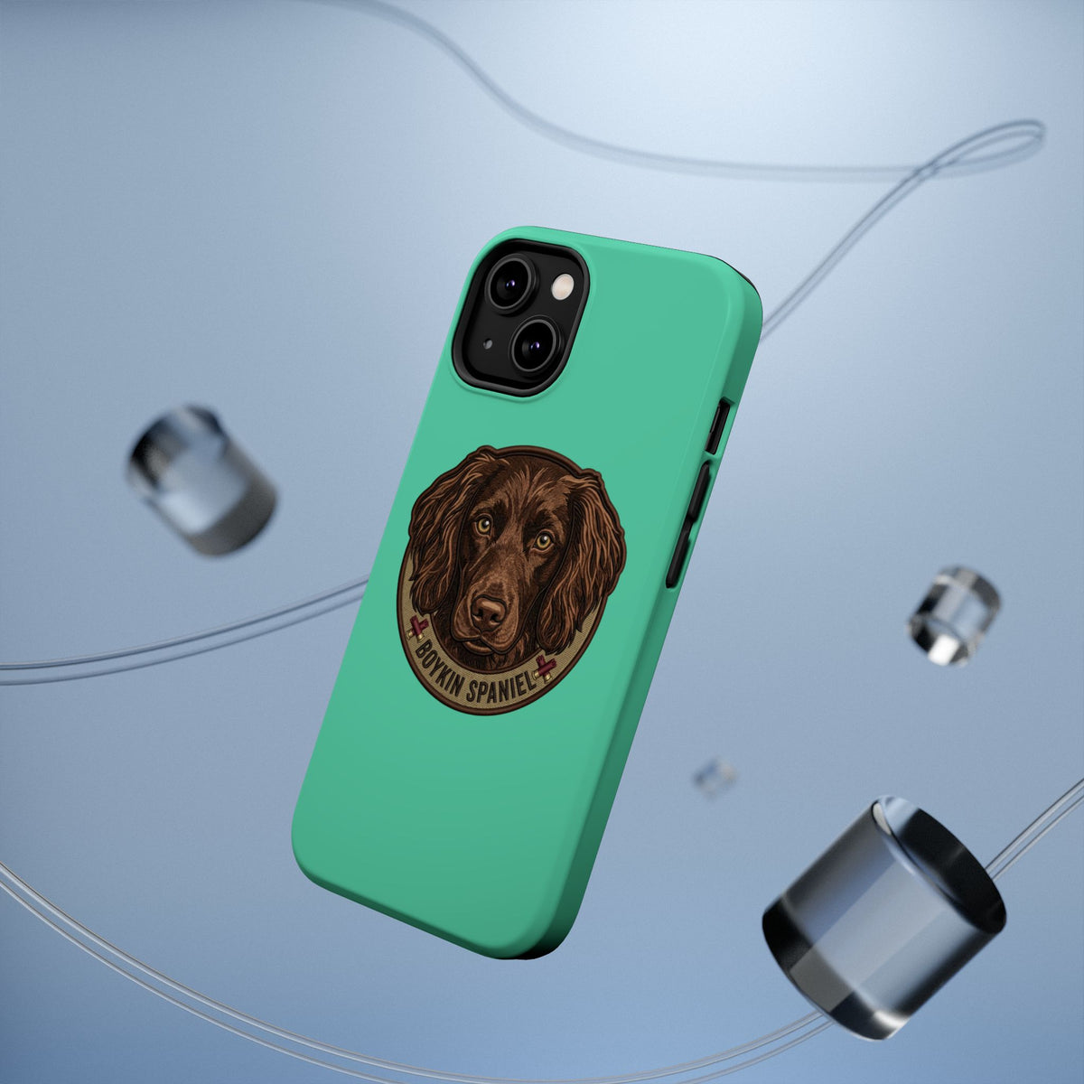 Boykin Spaniel Illustration Magnetic Impact-Resistant Turquoise iPhone Case