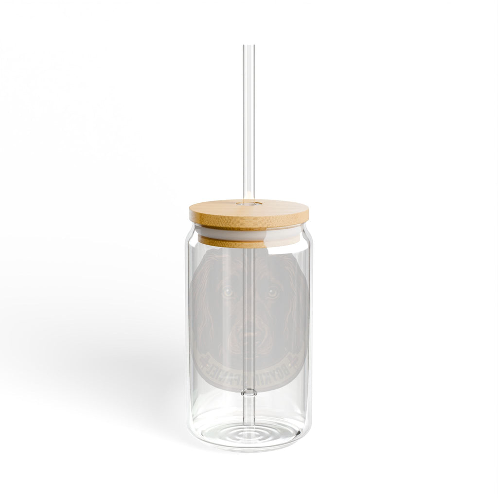 Boykin Spaniel Illustration 16oz Glass Tumbler with Bamboo Lid
