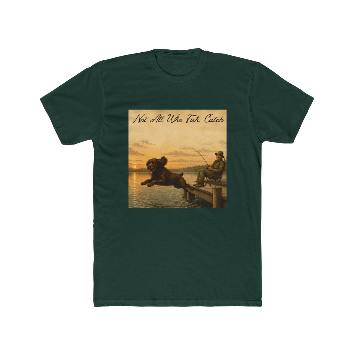 Boykin Spaniel "Not All Who Fish Catch" Funny Fishing T-Shirt
