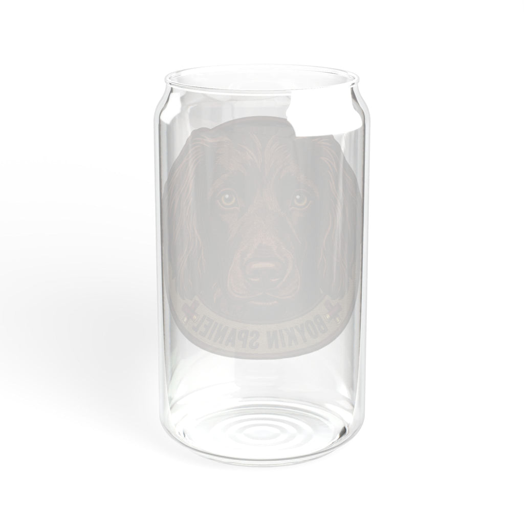 Boykin Spaniel Illustration 16oz Glass Tumbler with Bamboo Lid