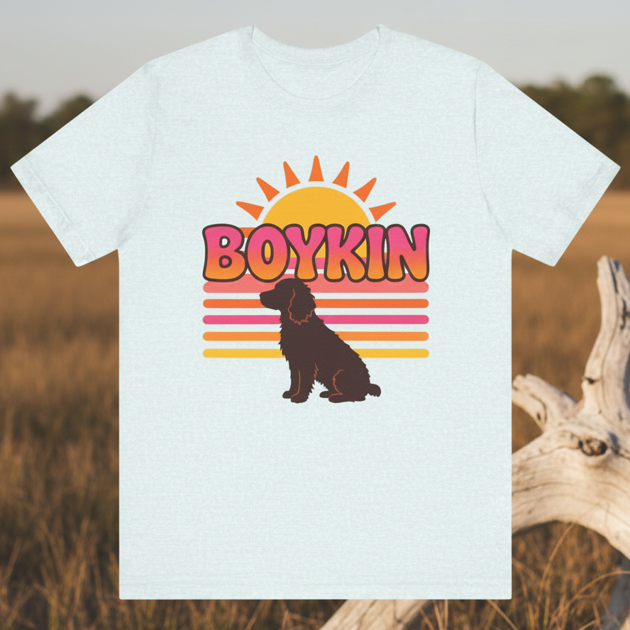 Boykin Spaniel Groovy 70s Retro Sunset T-Shirt