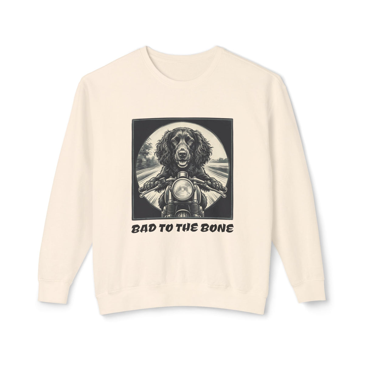 Boykin Spaniel "Bad to the Bone" Biker Dog on Motorcycle Sweatshirt