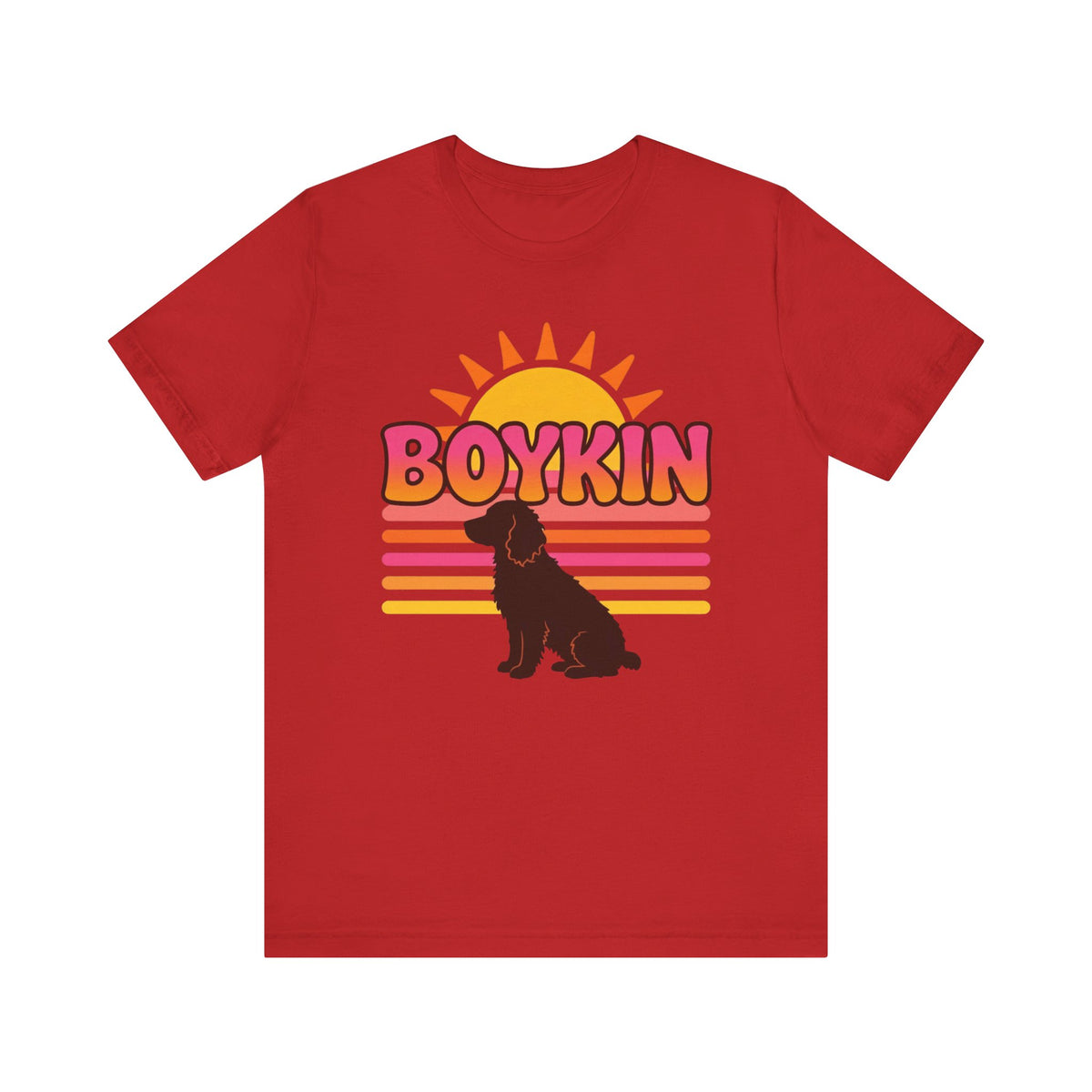 Boykin Spaniel Groovy 70s Retro Sunset T-Shirt