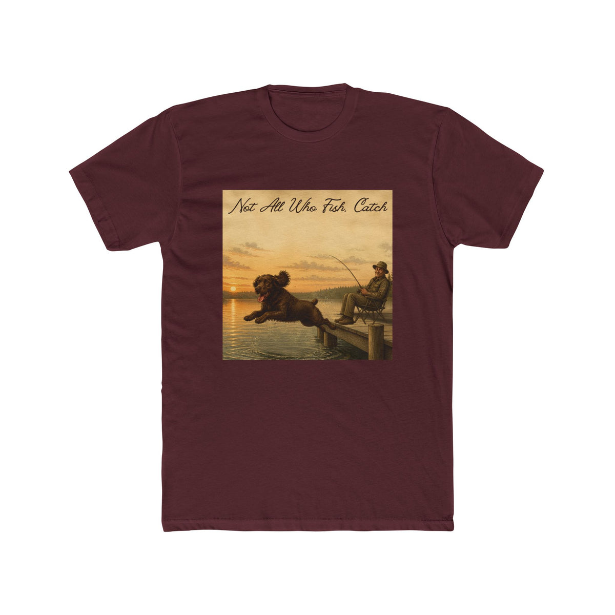 Boykin Spaniel "Not All Who Fish Catch" Funny Fishing T-Shirt