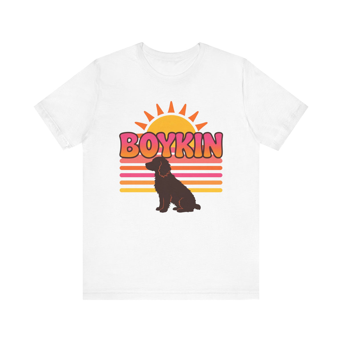 Boykin Spaniel Groovy 70s Retro Sunset T-Shirt