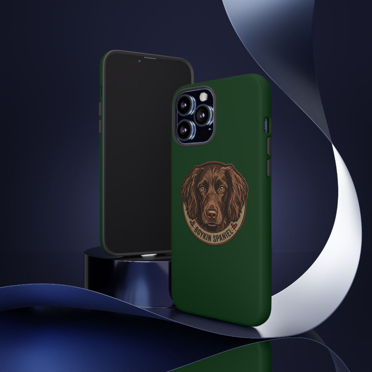 Boykin Spaniel Illustration Dark Green Tough iPhone Case