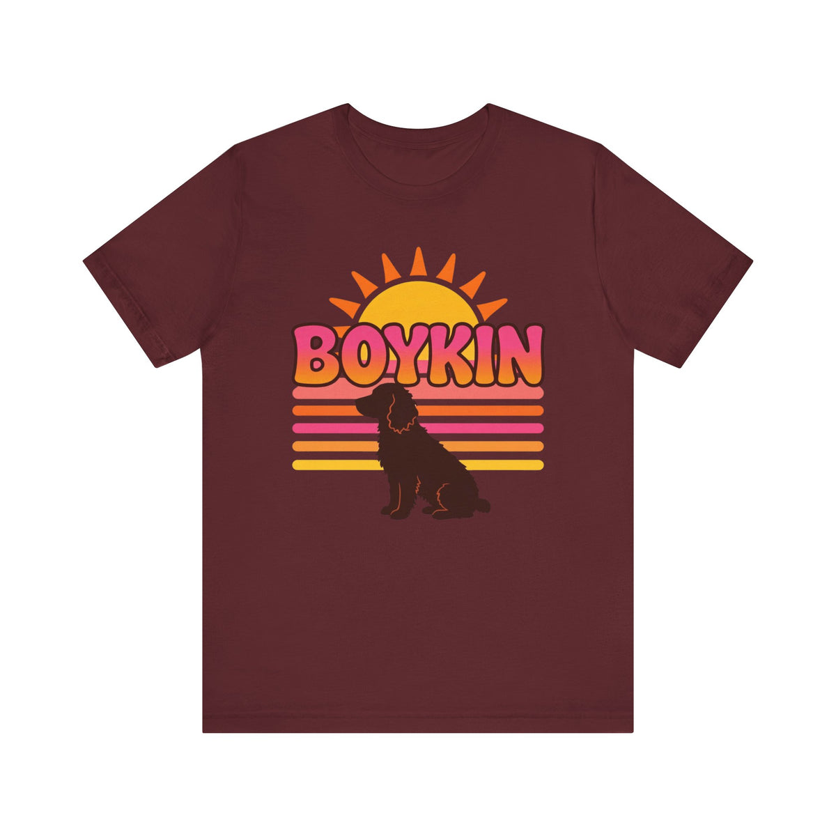 Boykin Spaniel Groovy 70s Retro Sunset T-Shirt