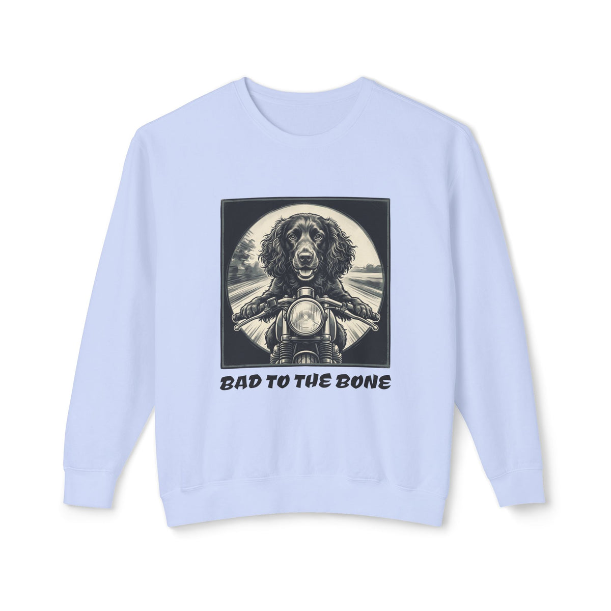 Boykin Spaniel "Bad to the Bone" Biker Dog on Motorcycle Sweatshirt