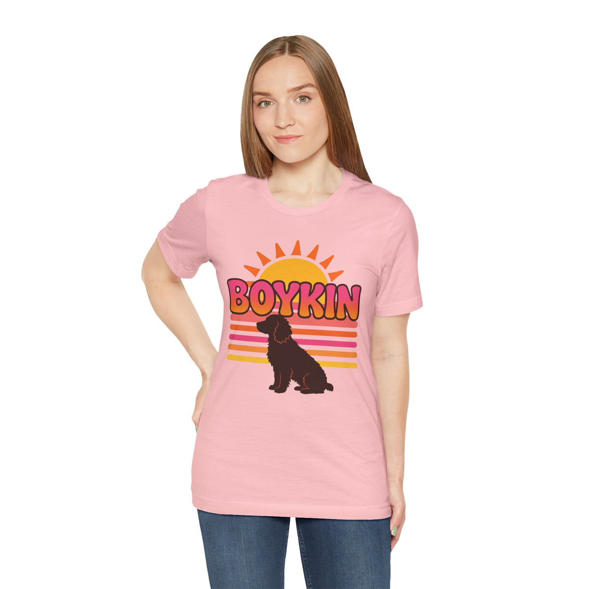 Boykin Spaniel Groovy 70s Retro Sunset T-Shirt