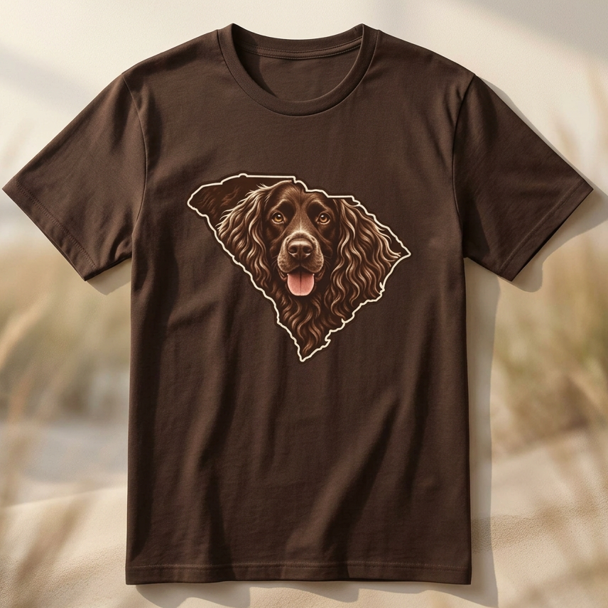 Boykin Spaniel Portrait in SC State Outline T-Shirt