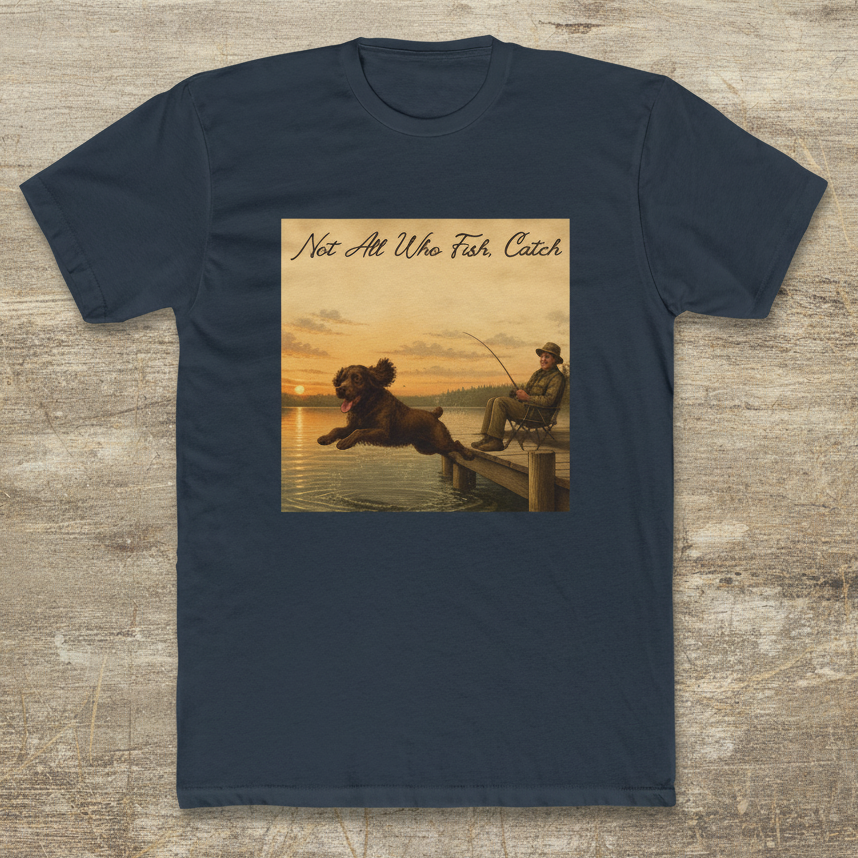 Boykin Spaniel "Not All Who Fish Catch" Funny Fishing T-Shirt