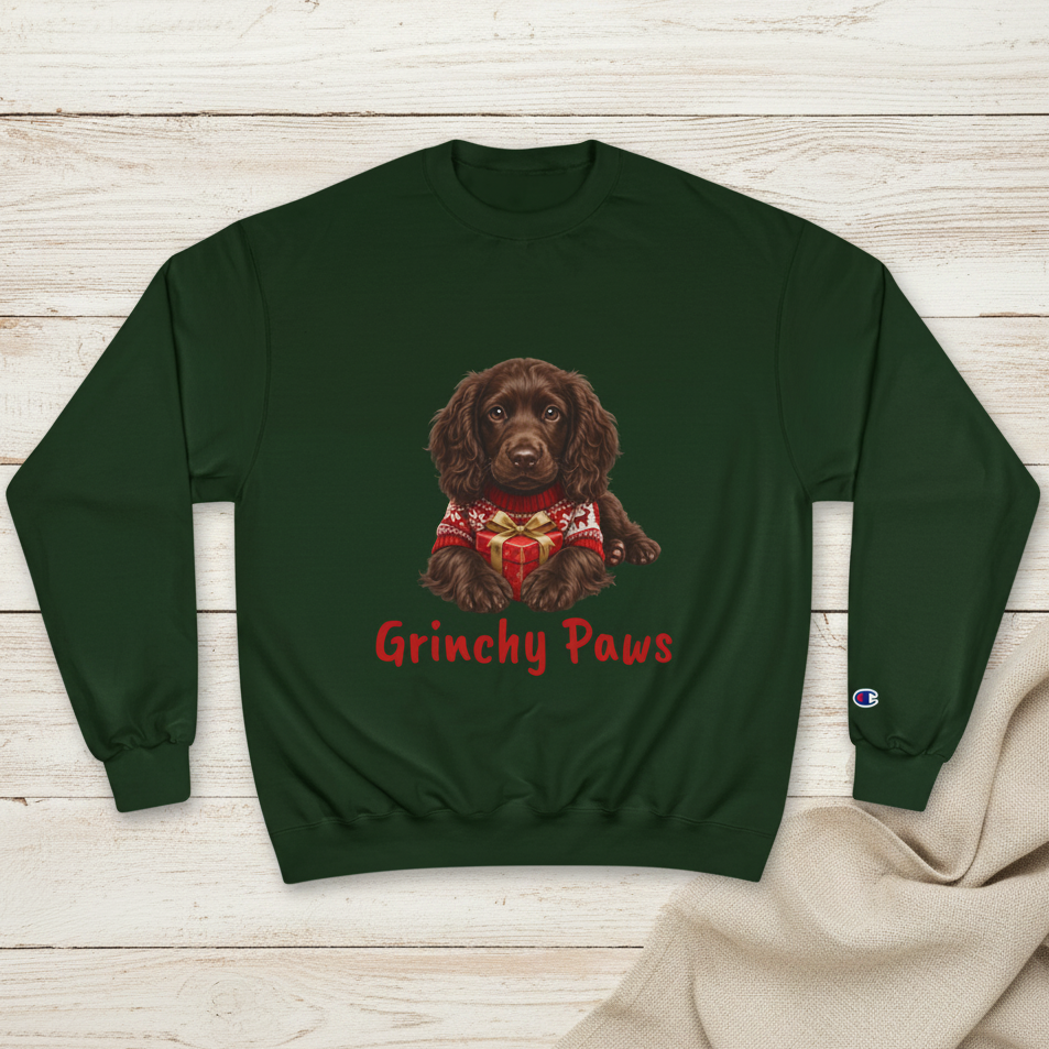 Boykin Spaniel Puppy "Grinchy Paws" Christmas Sweatshirt