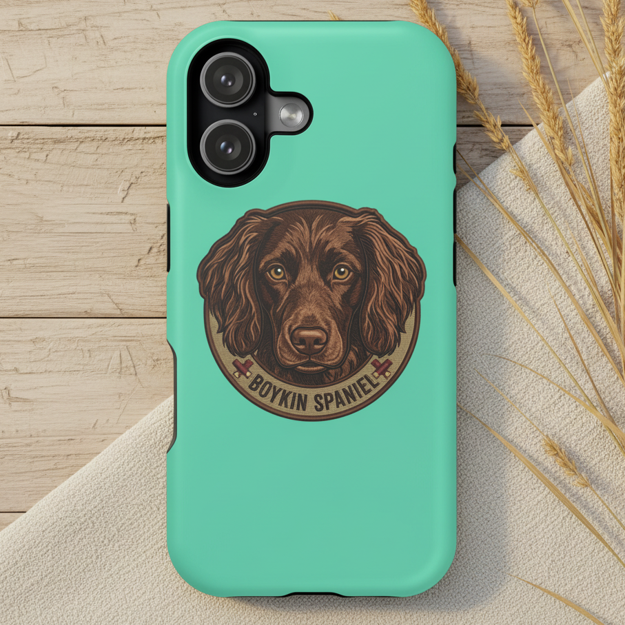 Boykin Spaniel Illustration Magnetic Impact-Resistant Turquoise iPhone Case